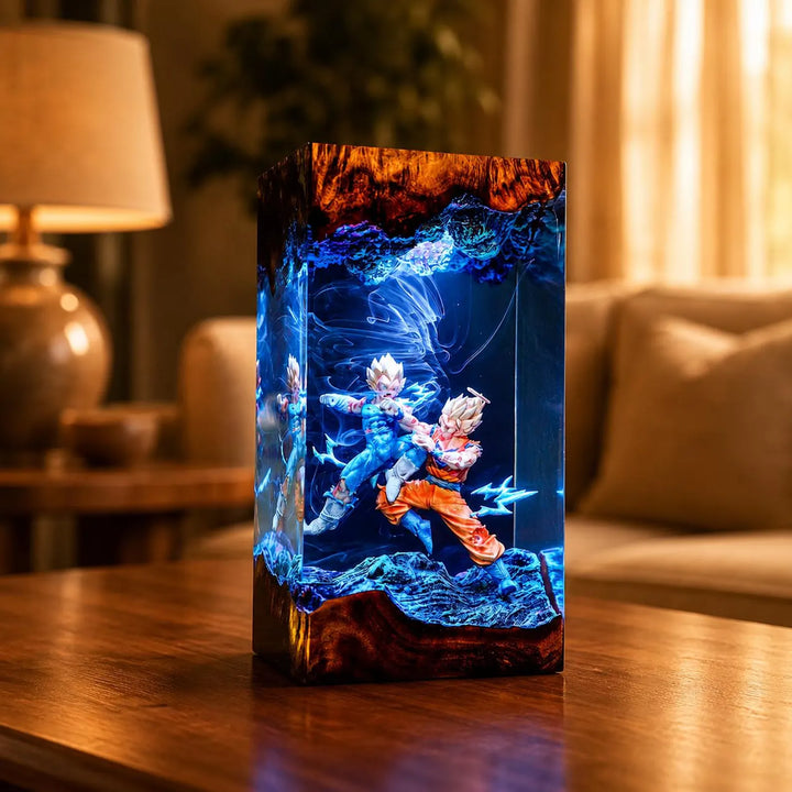 Goku vs Vegeta Resin Lamp, Dragon Ball Z Night Light, Super Saiyan DBZ Epoxy Lamp, Anime Battle Gift for Him