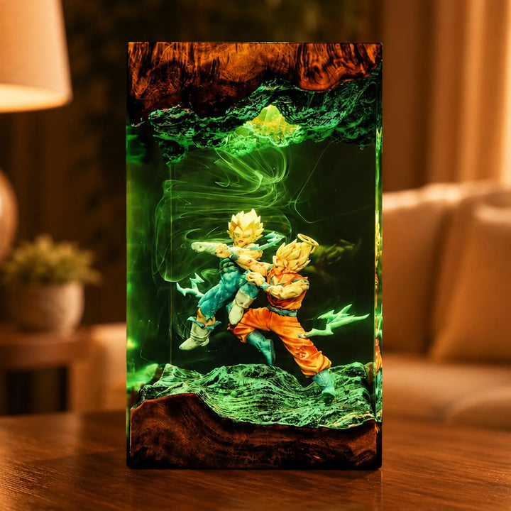 Goku vs Vegeta Resin Lamp, Dragon Ball Z Night Light, Super Saiyan DBZ Epoxy Lamp, Anime Battle Gift for Him