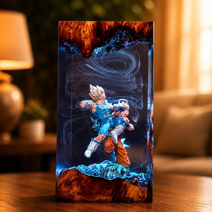 Goku vs Vegeta Resin Lamp, Dragon Ball Z Night Light, Super Saiyan DBZ Epoxy Lamp, Anime Battle Gift for Him