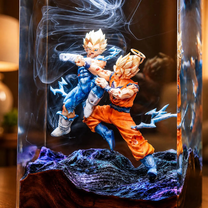Goku vs Vegeta Resin Lamp, Dragon Ball Z Night Light, Super Saiyan DBZ Epoxy Lamp, Anime Battle Gift for Him