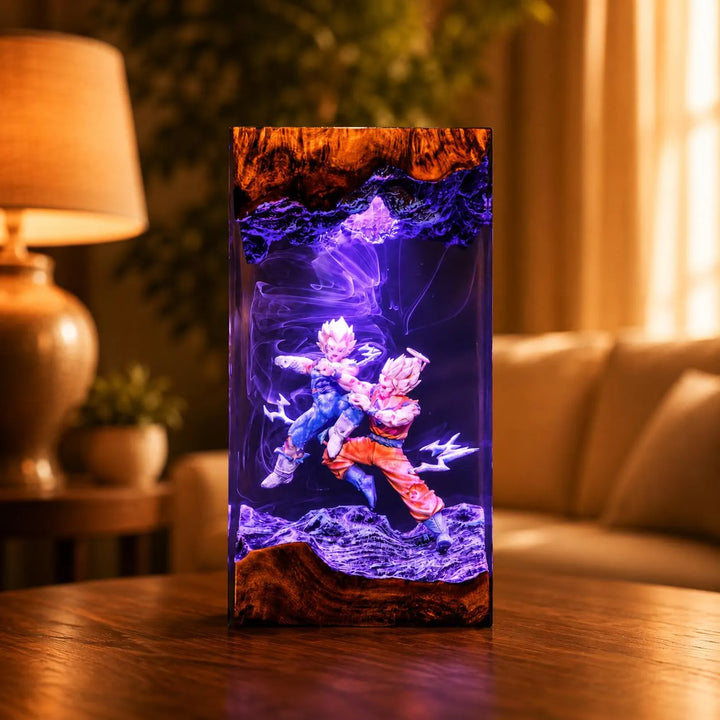 Goku vs Vegeta Resin Lamp, Dragon Ball Z Night Light, Super Saiyan DBZ Epoxy Lamp, Anime Battle Gift for Him