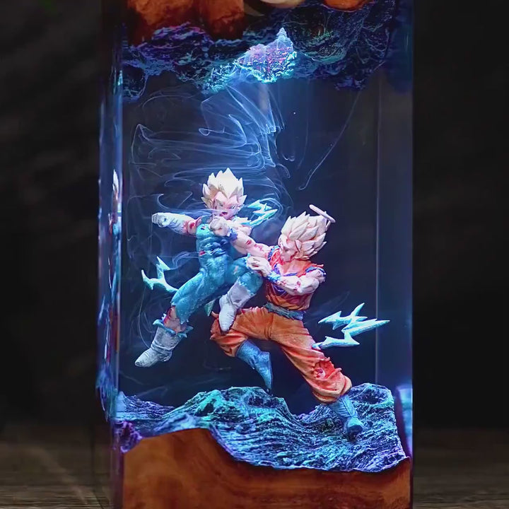 Goku vs Vegeta Resin Lamp, Dragon Ball Z Night Light, Super Saiyan DBZ Epoxy Lamp, Anime Battle Gift for Him